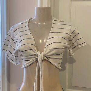 Striped black white crop top size small